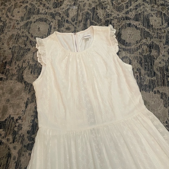 Calvin Klein White Eyelet Lace Fit & Flare Fully Lined Midi Dress: 10P - Picture 7 of 16